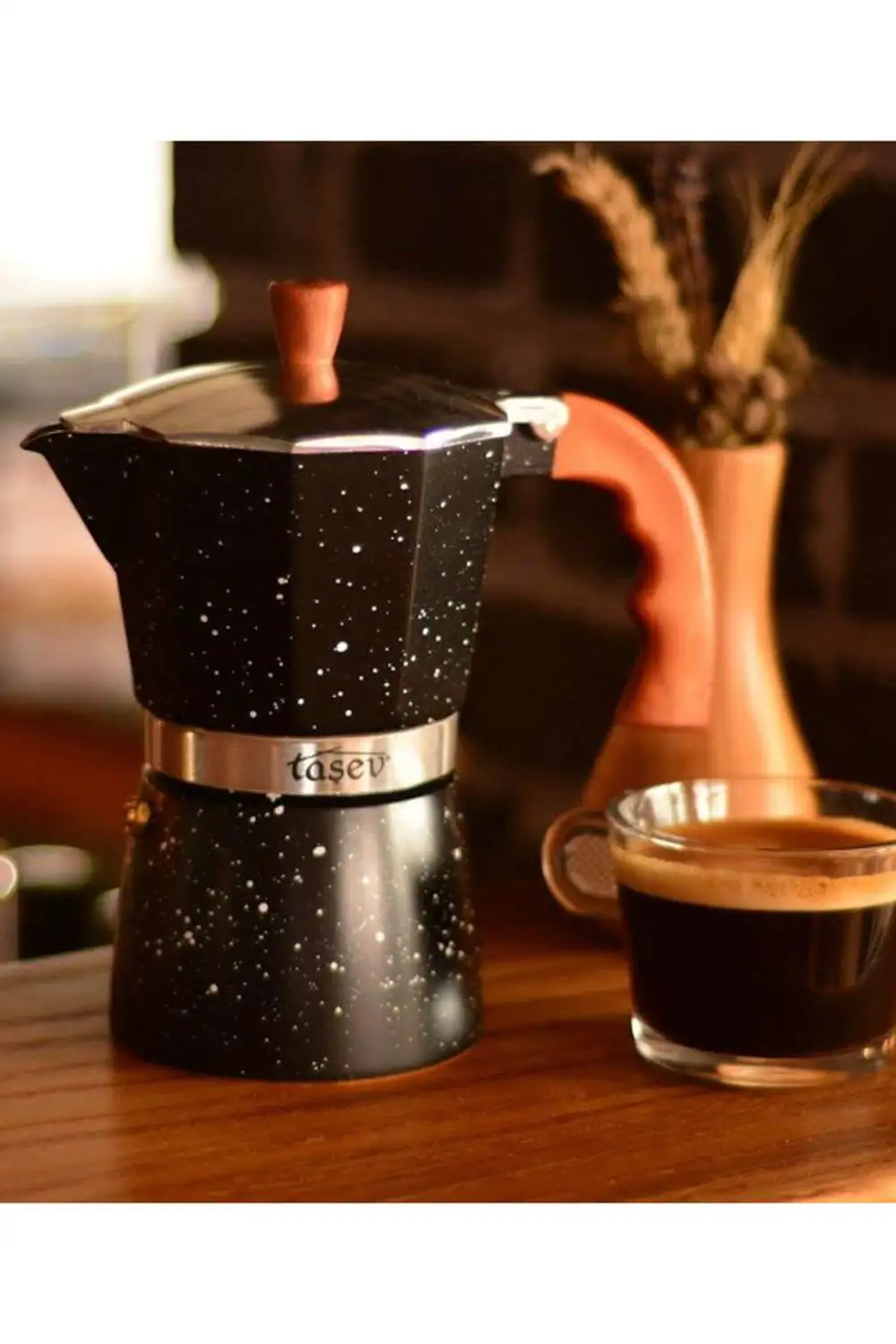 Tasev Bambum 3/6 cup Stovetop Moka Coffee Maker Italian Top Moka