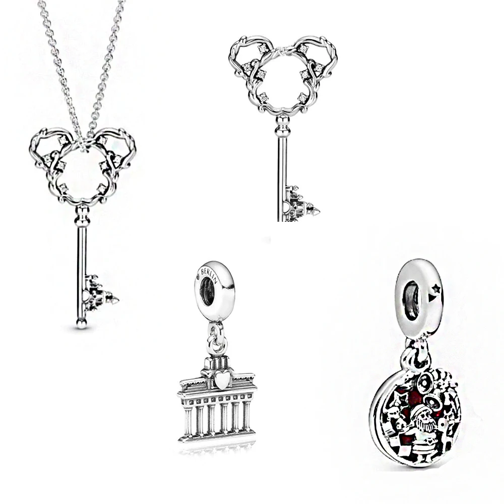 

2019 Autumn And Winter New Disne Land My Mouse Key Plus Castle Brandenburg Gate Santa Claus Pendant Original Ladies Jewelry Gift
