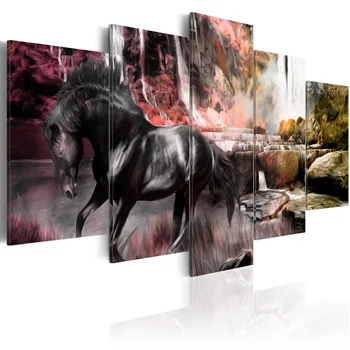 

Table-black horse on sky background crimson-200x100