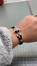 MKENDN-pulsera de ancla de avión para hombre y mujer, cadena de cuerda con amuleto Paracord, joyería de vida de aviación