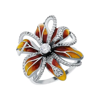 

Silver ring with enamel and cubic zirconium sunlight sample 925