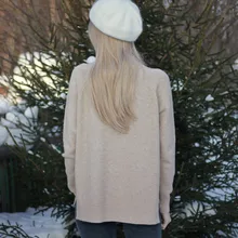 Sweater Pullovers Mock-Neck Beige Purple Winter Green 8-Colors High-Quality Women C-232