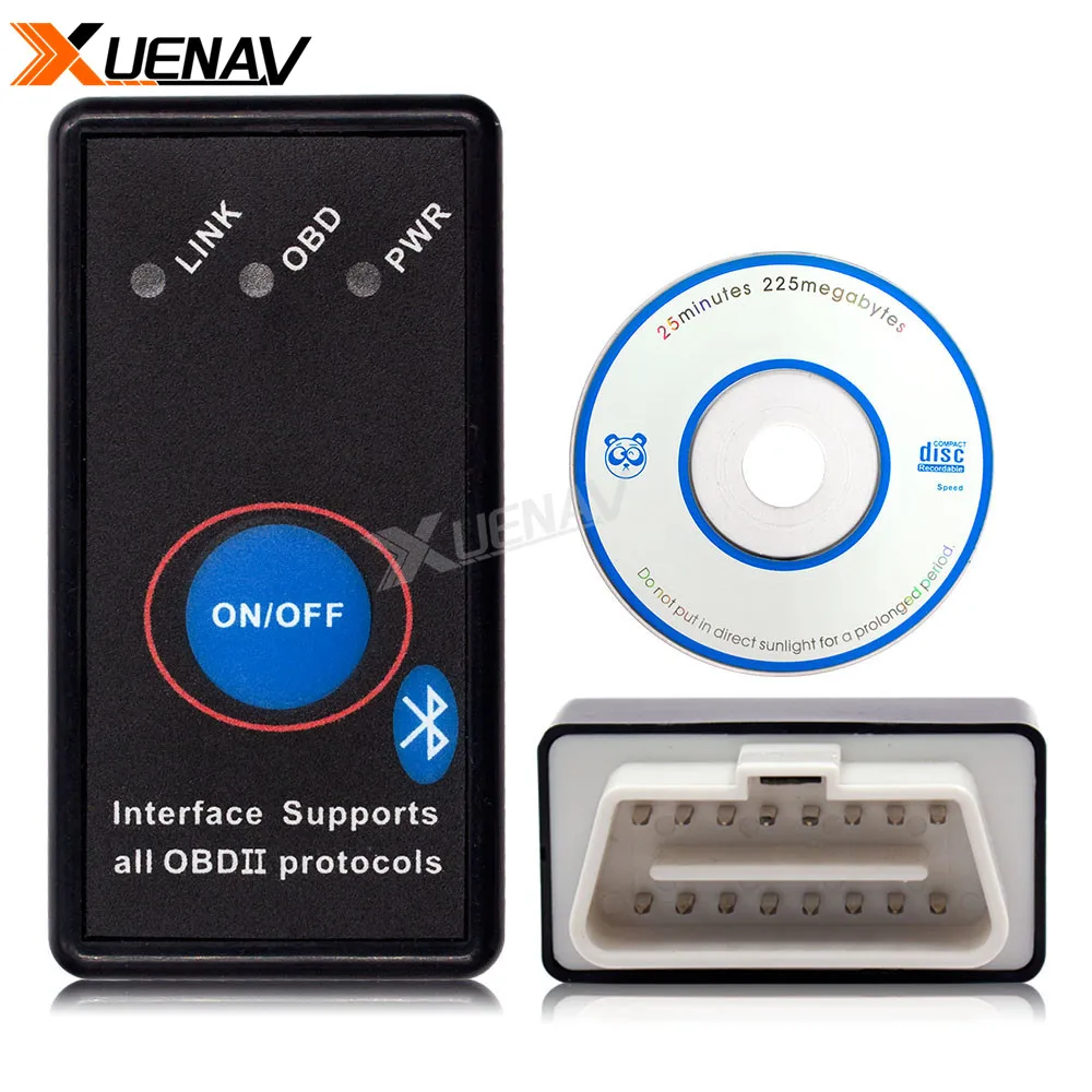 Супер Мини Bluetooth ELM327 V2.1 OBD2 CAN BUS сканер с выключателем питания OBD II V 2 1 адаптер Android