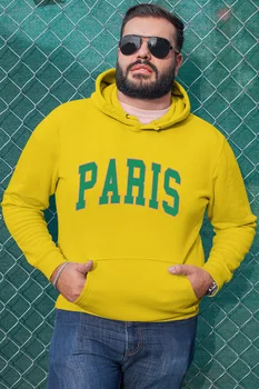 

Angemiel Wear Green Color Paris Yellow Men 'S Hooded Sweatshirt