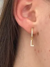 Pendientes con pasador en forma de letra para mujer, 1 pieza, pendientes con pasador en forma de letra para mujer, pendientes de moda para las orejas, joyería, 26 pendientes colgantes de circonita para adolescentes 2021