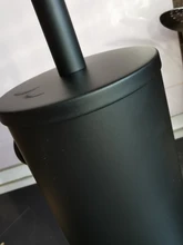 Toilet-Brush-Holder-Set Wall-Mounted Cleaning-Storage Bathroom Black 304-Stainless-Steel