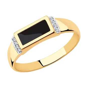 

Sokolov ring in Gold with onyx and cubic zirconia, fashion jewelry, gold, 585, men's male