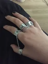 Anillos Punk de Hip Pop para mujer, cadena ajustable multicapa, cuatro anillos abiertos para dedos, anillos giratorios de aleación para mujer, regalo de fiesta