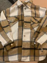 Woolen Coat Shirt Jacket Windbreaker Oversize Plaid Vintage Women Loose Button Winter