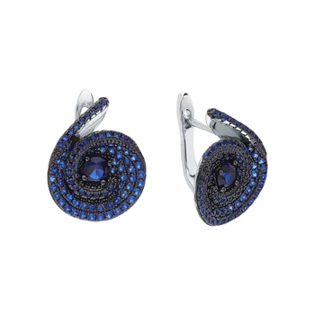 

Silver earrings with spinels synthetic sunlight sample 925