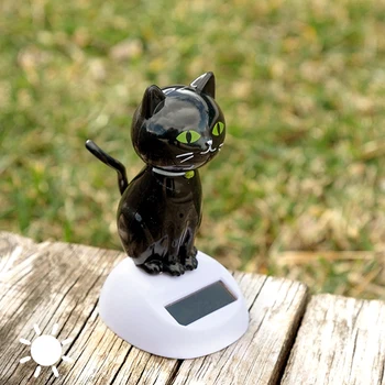 

Solar Black Cat with Movement