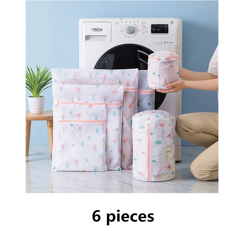 1 Set Zipper Mesh Laundry Bag Washing Machine Dedicated Dirty Wash Bag Underwear Sock Bra Laundry Basket Multi-size Washing Kits