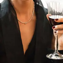 17KM-gargantilla de perlas para mujer, collar con colgante Simple elegante, joyería de boda 2021