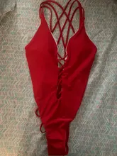 Bañador de una pieza para mujer, traje de baño Bandage con cuello de pico, Bikini cruzado, sujetador acolchado Push-up, ropa de baño unicolor