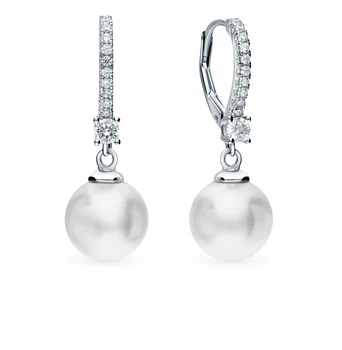 

Silver earrings with cubic zirconia and pearls sunlight sample 925