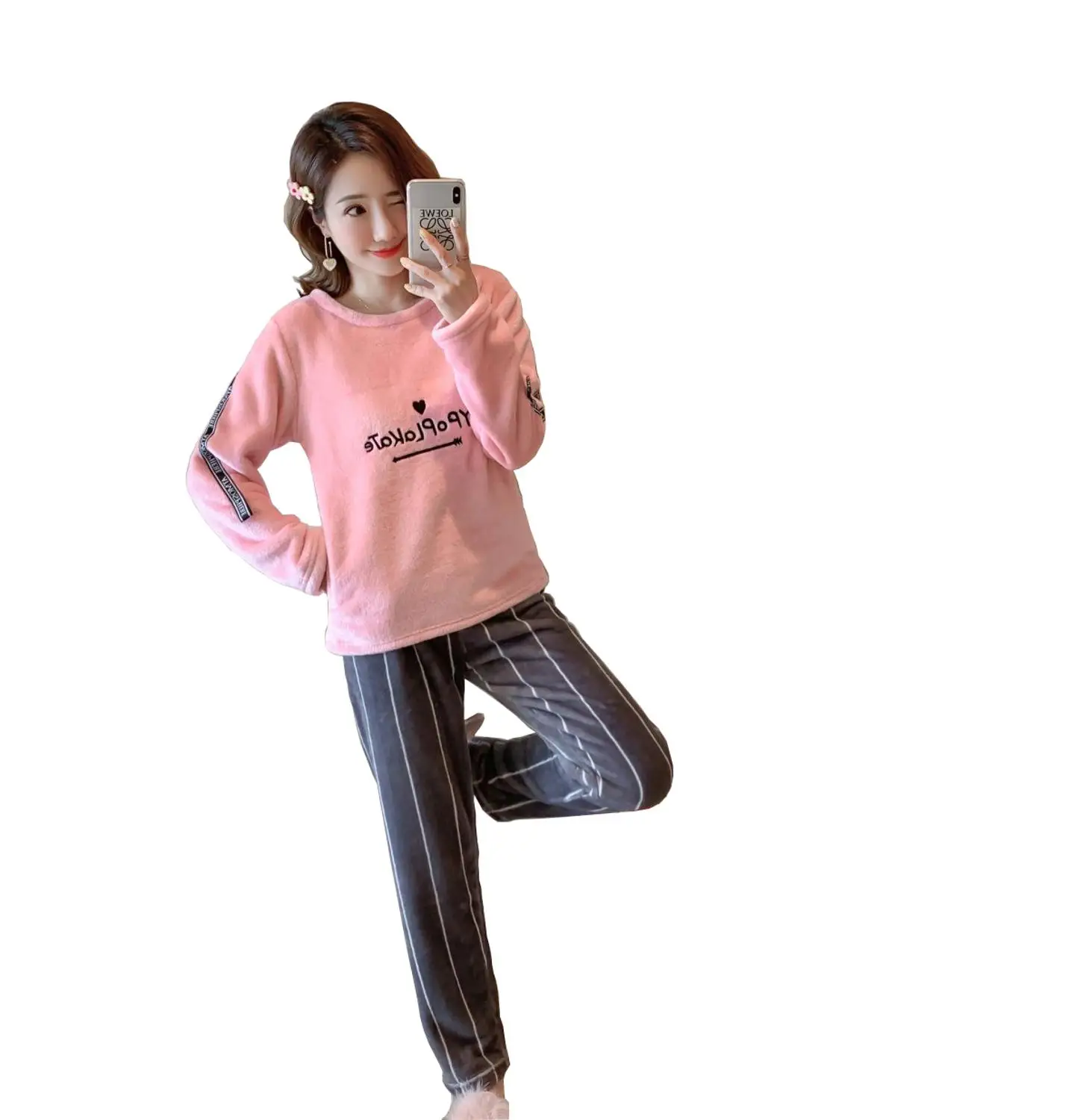 Модель 2019 супер мягкая флисовая Пижама женская зимняя теплая одежда для сна