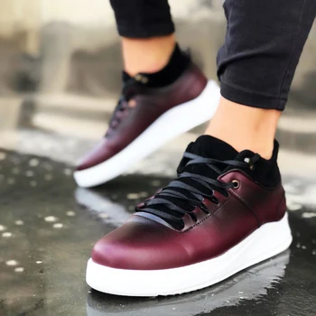 

BA0006 Laced Burgundy Casual Male Sports Half Ankle Boot