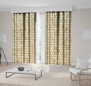 

Curtain Brick Wall Rustic Decorating Nature Countryside Theme Modern Artwork Printed Beige
