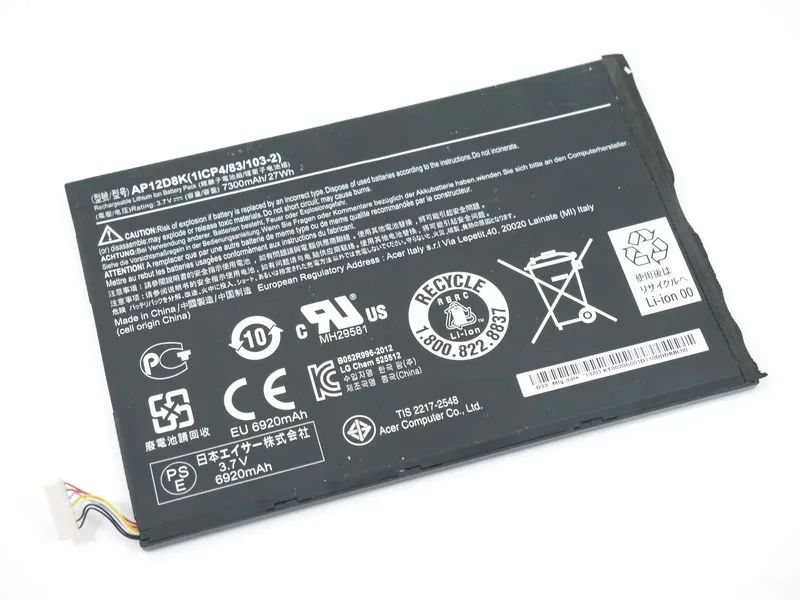 Аккумулятор AP12D8K для планшета Acer Iconia Tab W510 27Wh 7300 mAh 3.7V (оригинал) б/у | Компьютеры и