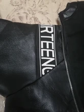 Plus-Size Coat Hooded-Collar Letter Faux-Leather XITAO Women Pocket Autumn Fashion New