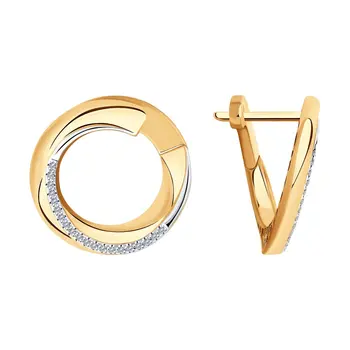 

Sokolov gold drop earrings with stones with diamonds, fashion jewelry, 585, women's male, long earrings