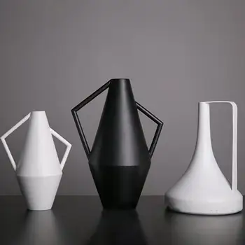 

resin Flower Vase Decoration Home White/black Vases Imitation Ceramic Vase Flower Pot Decoration Nordic Style Flower Basket