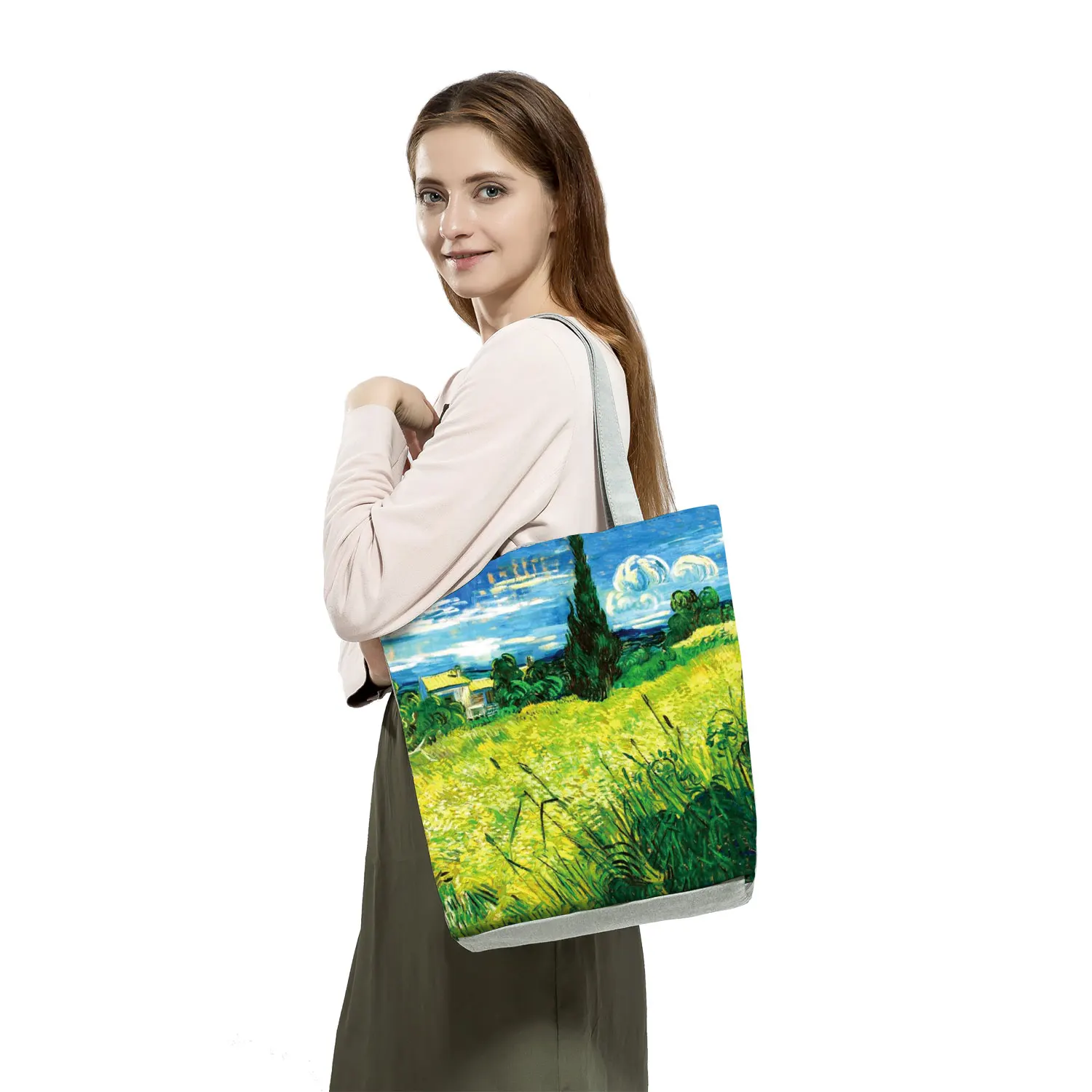 New Van Gogh Oil Painting Tote Bag Retro Art Fashion Travel Bag Women Casual Eco Reusable Shopping High Quality Foldable Handbag wristlets for women
