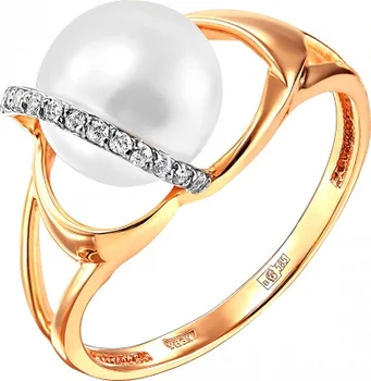 

Примаэксклюзив ring with pearls and cubic zirconia in red gold