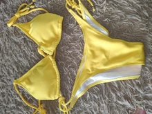 Bikini de banda para mujer, traje de baño Sexy liso sencillo de Material especial, bañador Bandage rosa/amarillo/Negro/Blanco/rojo/azul