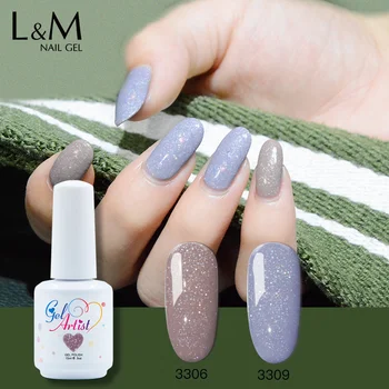 

6 pcs/lot Gelartist brand Holographic Sandy Gel series glitter gel nail polish Super Shine Sandy uv soak off Sandy rainbow gel
