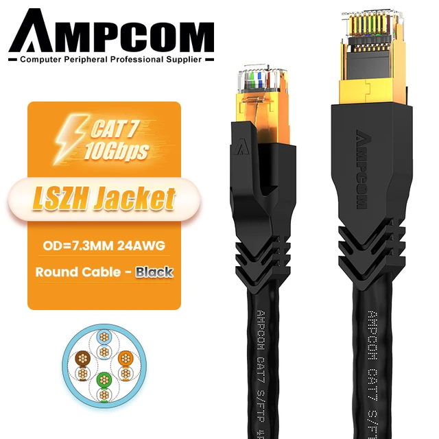 10 Câbles Ethernet Plats Cat7 0,3 Mètres | Blanc, 10 Gbit/s, 600 MHz, FTP, Pour Routeur, Caméra POE, PC