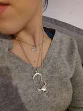 Docona-collar multicapa de ojo de Luna y cabeza de toro para mujer, gargantilla de capas geométricas, Vintage, Color plata, C18107