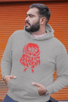 

Angemiel Wear Red Cute Owl Gray Men 'S Hooded Sweatshirt