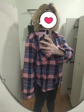 Plaid Shirts Blouses Oversized Women Top Long-Sleeve Blusas Loose Casual Cotton Ladies