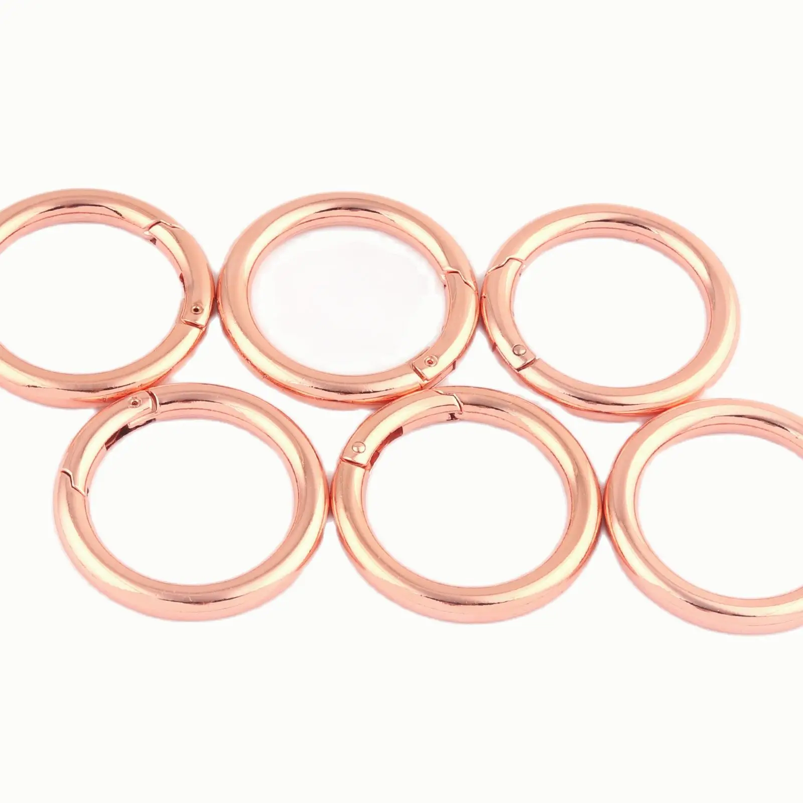 

33mm Rose Gold Split Ring Round Ring Dog Collar Hardware Trigger Clip Buckles Key Ring Charm Metal Clasp Connector Purse Making