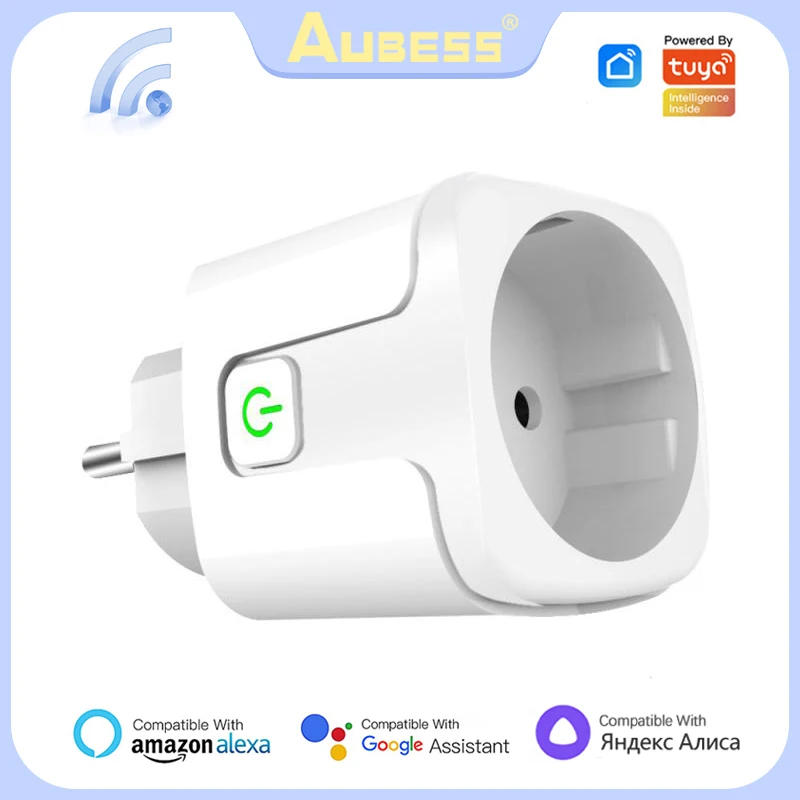 residentie credit Spectaculair Aubess Smart Socket EU 16A/20A AC100-240V Wifi Smart Plug Power Outlet,  Alexa Google Home Voice Control, For Tuya Smart Life APP
