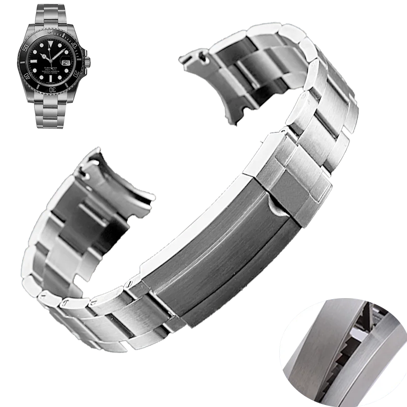 20 21 мм ремешок для часов из нержавеющей стали для ролевых подводников Deepsea Серебряный браслет на запястье ментальные аксессуары застежка