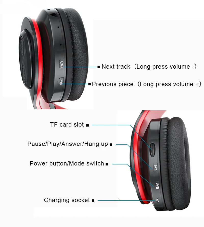 Blueooth Wireless Headphones LED Colorful Light Portable Folding Stereo Headsets Wireless Earphones With Mic TF Card Mp3 Player (12)