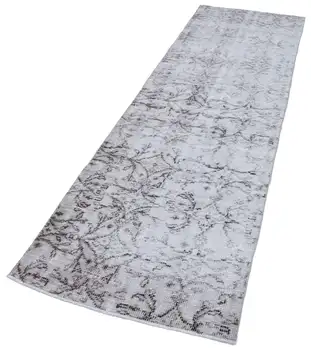 

91x308 Cm Grey Handmade Overdyed Runner Rug-3x10 Ft