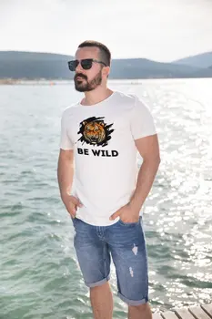 

Angemiel Wear Be Wild Wild Roaring Tiger Cotton White Men 'S T-Shirt