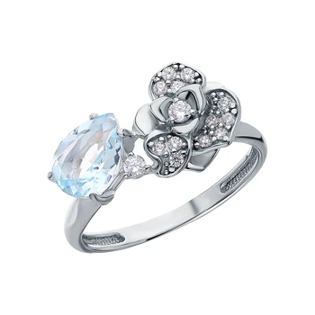 

Silver ring with Topaz and cubic zirconia sunlight sample 925 test