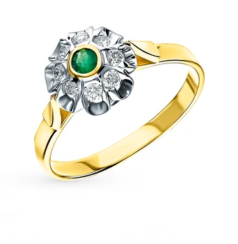 

Gold ring with emeralds and diamonds sunlight sample 585