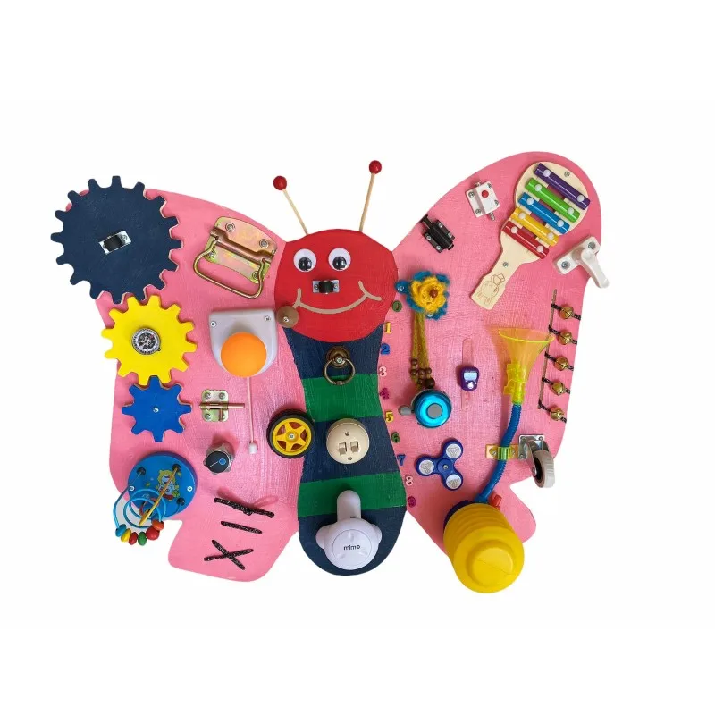 

Livibusyboard Busy Board Activity Montessori Night Lamp Light BUTTERFLY 64x59 Cm HAND MADE Toy Free Shipping