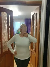 Women's T-Shirt Slim White Long-Sleeved Cotton Brand-New Pure-Tops for Female Thin Woman