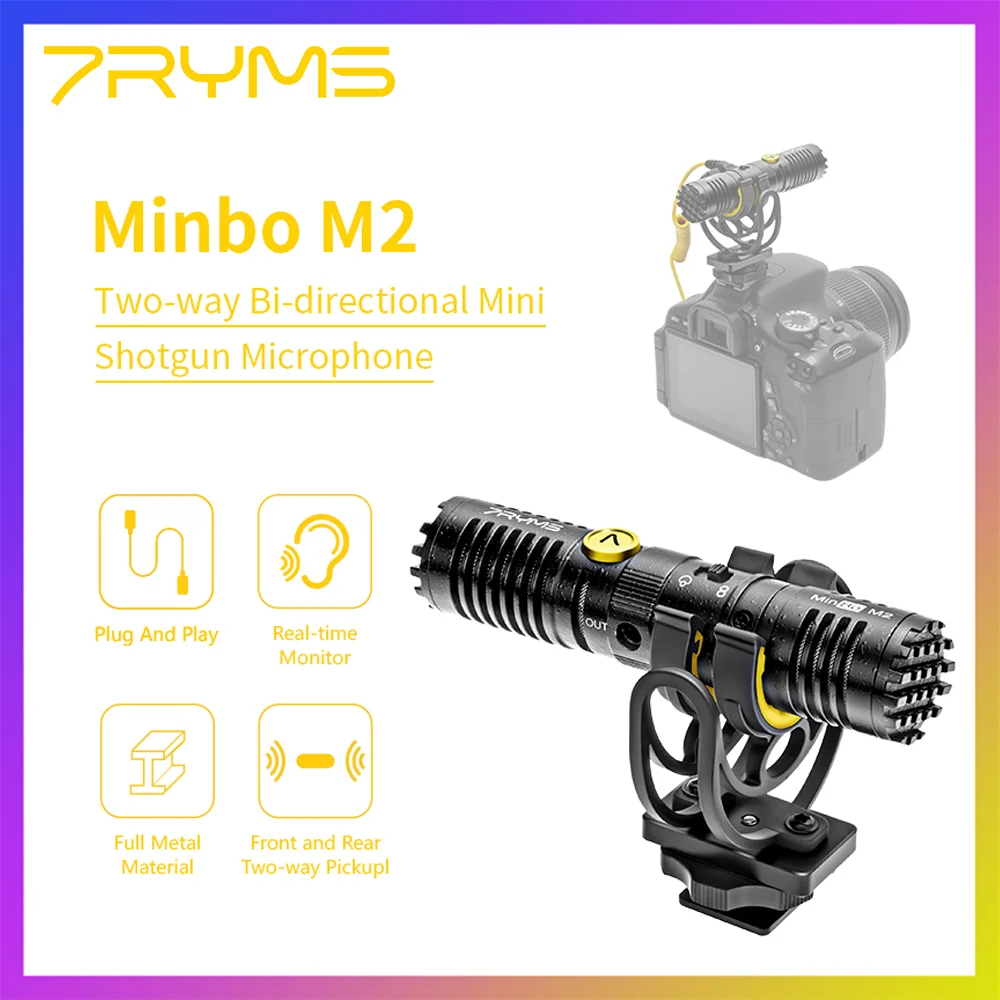 Tanie 7RYMS MinBo M2 dwukierunkowy dwukierunkowy Mini mikrofon Shotgun do lustrzanka