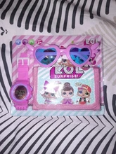 Regalo Original de LOL sorpresa muñecas 3 en 1 figuras Lol gafas de sol billetera con reloj Digital figura de Anime reloj para niños