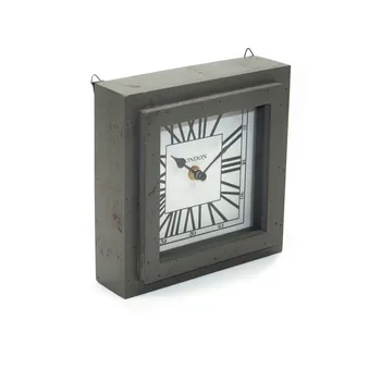 

Square small METAL table watch, gray, LONDON Roman numerals 18X18