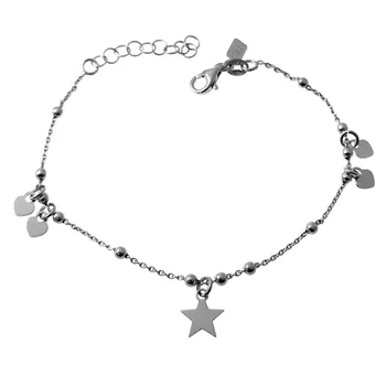 

Law silver bracelet 925m string combined 17cm. Detail Hearts stars hanging clasp