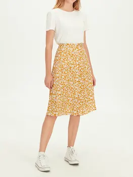 

Front Button Pattern Viscose Skirt