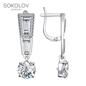 

SOKOLOV Silver drop earrings with stones with cubic zirconia fashion jewelry silver 925 women's male, long earrings